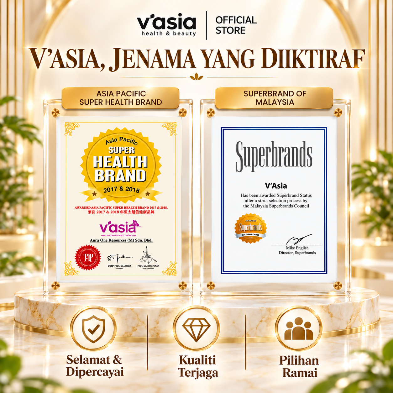 Sijil dan anugerah V'Asia